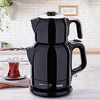 Електричний подвійний чайник турецький чайданлик із нержавіючої сталі Caytema KorkmazBlack-Rose A331-09