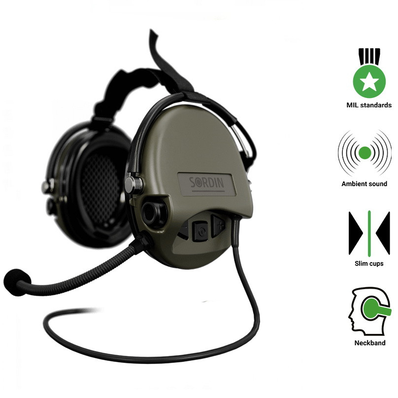 Навушники активні з мікрофоном MSA Sordin Supreme Mil CC Neck із заднім оголов'ям