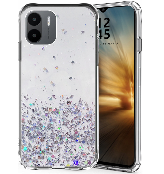 Блестящий чехол с серебряной фольгой Xiaomi Redmi A1 Блестящий чехол с серебряной фольгой Xiaomi Redmi A1