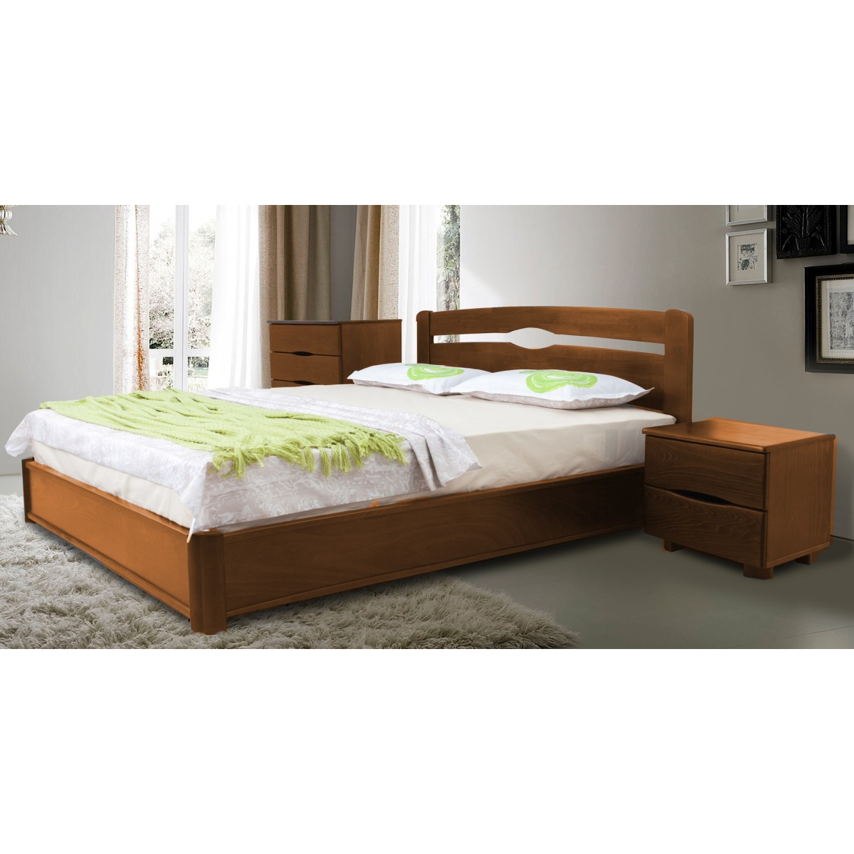 Ліжко Кароліна з підйомним механізмом 140 х 200 см (горіх світлий), фото 1