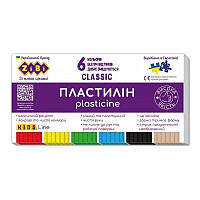 6230 Пластилін CLASSIC 6 кольорів, 120 грамів