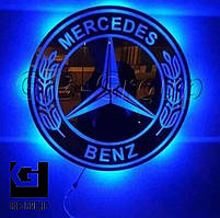 Led RGB дзеркало у спальник для вантажівки з логотипом Mercedes-Benz