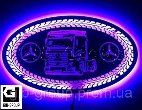 Led RGB дзеркало у спальник для вантажівки з логотипом Mercedes