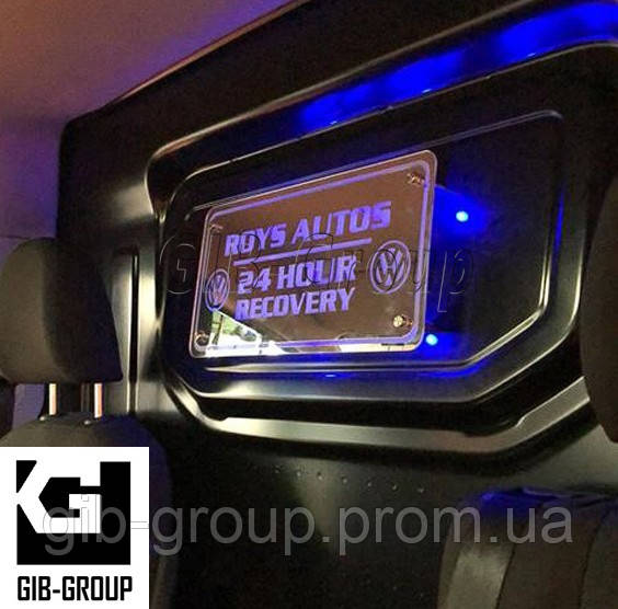 Led RGB дзеркало у спальник для буса з логотипом Volkswagen колір підсвічування фіолетовий