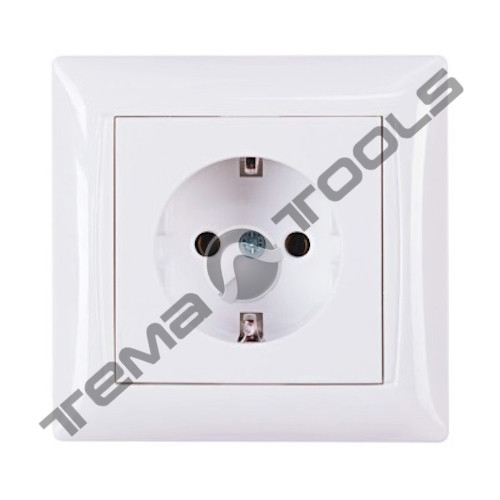 Розетка внутрішня 220 В 16 А одинарна із заземленням біла IP20 Latina