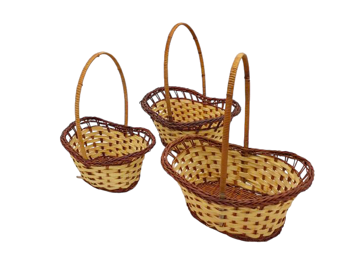 Набір кошиків овальних плетених з лози для флористики квітів і подарунків 3 штуки