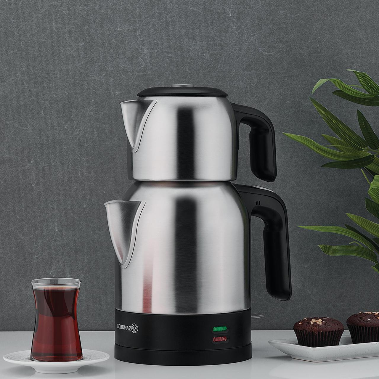 Электрический чайник двухъярусный турецкий стальной Korkmaz A 359 ...