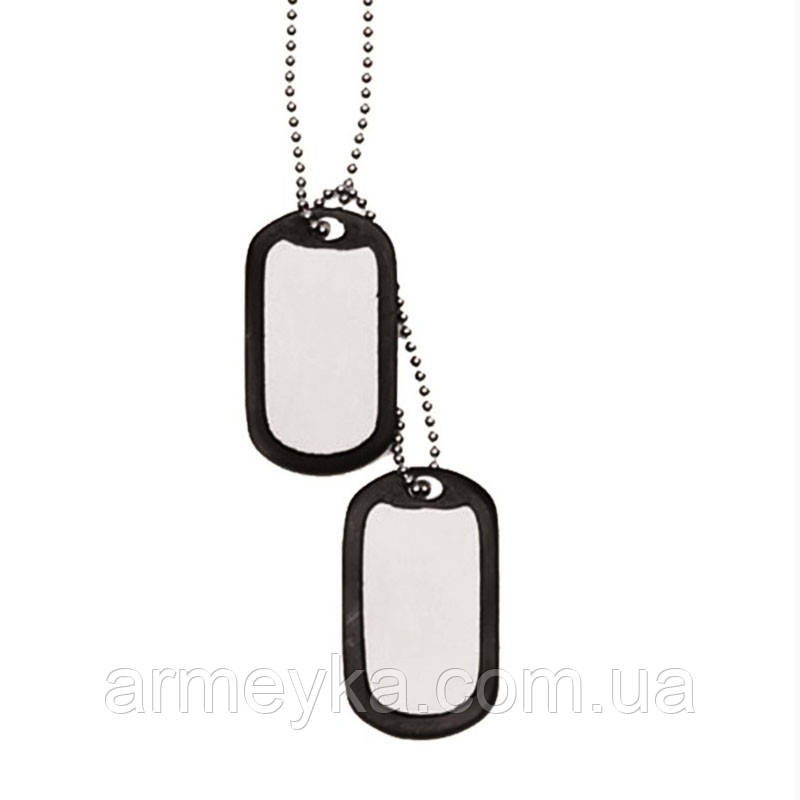 Жетон us, комплект із глушниками срібло сталь Mil-Tec Німеччина