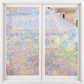Віконна плівка самоклеюча для вікон, самоклейка на скло рулон 45х100 см, 3D райдужний ефект