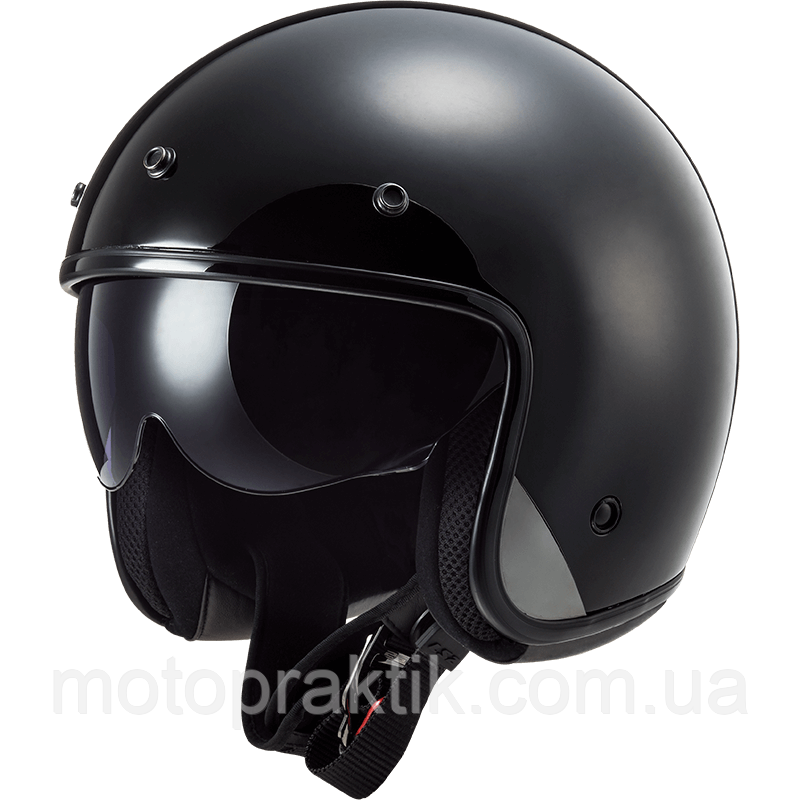 LS2 OF601 Bob Solid Gloss Black, XS Мотошолом лицевик з окулярами