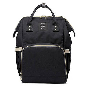 Сумка рюкзак для мам 20 л (42х21х27 см) з термо відділенням, Чорна / Містка батьківська сумка