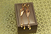 Серьги Xuping Jewelry подвески объемный ромб 8.5 см золотистые