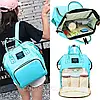 Сумка-рюкзак для мам з термокишенькою (42х21х27см) 20л Бірюзовий / Багатофункціональна сумка-органайзер для мам, фото 8