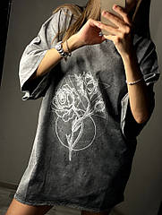 Жіноча футболка стиль тай-дай із лазерним принтом у дрібну дірочку оверсайз варенка фабрична якість