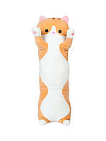 Мягкая игрушка подушка обнимашка котик Батон рыжий 70 см