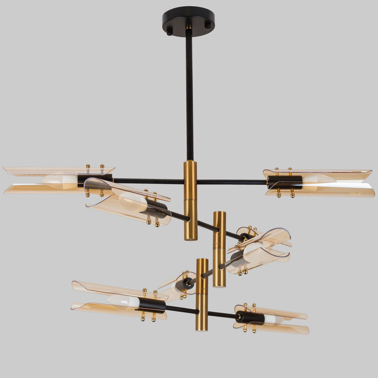 Чорна сучасна люстра на 8 ламп (61-V1012-8 BR)