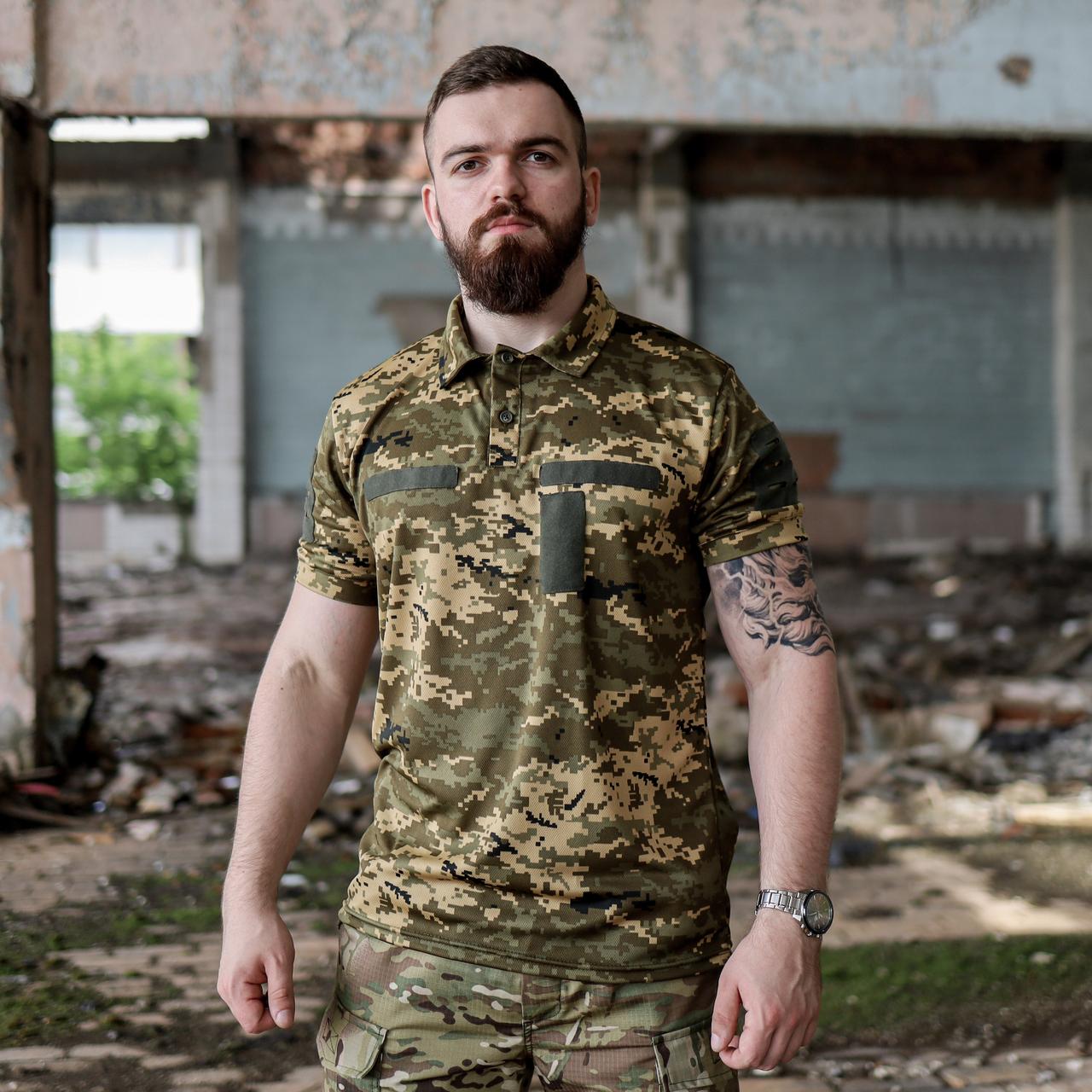 Футболка поло тактична піксель літня