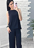 Літній костюм зі штанами палаццо вільного крою, креп-жатка | Легка блуза + штани на літо, oversize | Норма, фото 4