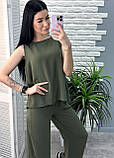 Літній костюм зі штанами палаццо вільного крою, креп-жатка | Легка блуза + штани на літо, oversize | Норма, фото 2