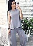 Літній костюм зі штанами палаццо вільного крою, креп-жатка | Легка блуза + штани на літо, oversize | Норма, фото 5