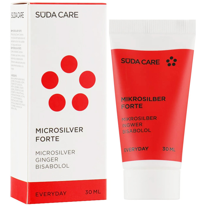 Ніжний зволожувальний крем для ніг із мікрочастинками срібла SUDA Care Everyday Microsilver Forte 30 мл, фото 1