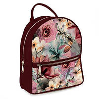 Городской женский рюкзак Квітковий рай бордовий