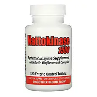 Naturally Vitamins, Наттокиназа 1500, системная ферментная добавка, 120 шт. с кишечнорастворимой, официальный,