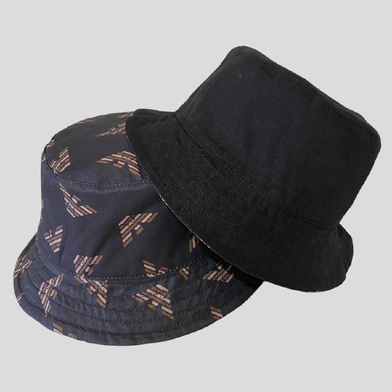 Двостороння літня панама Унісекс (Розмір 55-57) з принтом і однотонна, Чорна/Сіра з принтом