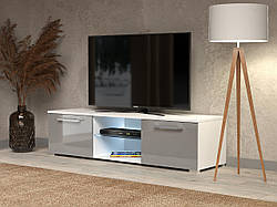 Тумба підлогова під телевізор з LED підсвічуванням Тумба ТВ дводверна з 2 відкритими полицями Тумби TV з ДСП