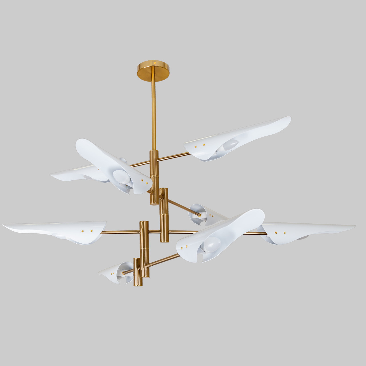 Біло-бронзова сучасна люстра на 8 ламп (61-V1019-8 WH)