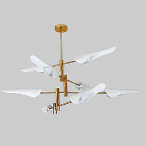 Біло-бронзова сучасна люстра на 8 ламп (61-V1019-8 WH), фото 1