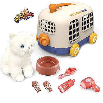 М'яка іграшка Котик з перенесенням (перенесення на колесах, аксесуари) 913-2