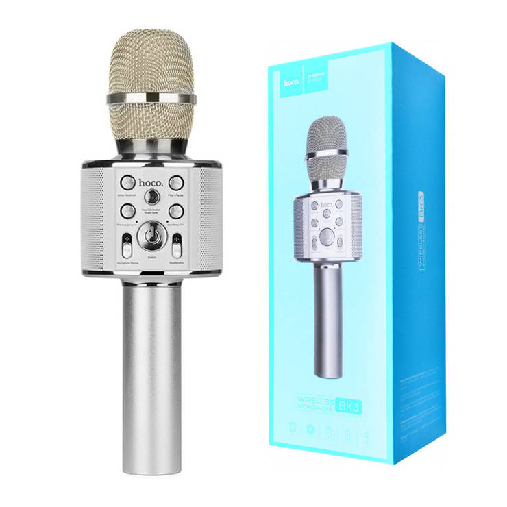 Бездротовий мікрофон з колонкою HOCO BK3 (сріблястий), фото 2