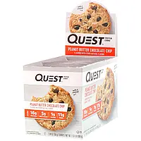Quest Nutrition, Белковое печенье, арахисовое масло с шоколадной стружкой, 12 штук, по 2,04 унции (58 г) в