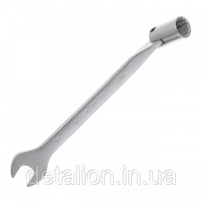 Ключ ріжково-накидний шарнірний 15 мм Cr-V, покриття сатин-хром INTERTOOL XT-1415, фото 1