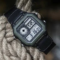 Часы мужские Casio водонепроницаемые электронные наручные с подсветкой AE-1200, водостойкие мужские часы