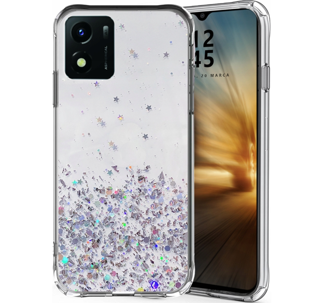 Блестящий чехол с серебряной фольгой Vivo Y15s