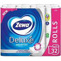 Туалетная бумага Zewa Deluxe белая 3 слоя, 32 рулона