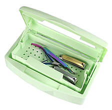 Професійний бокс (контейнер, стерилізатор) для дезінфекції манікюрних інструментів з віконцем) Салатовий