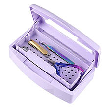 Професійний бокс (контейнер, стерилізатор) для дезінфекції манікюрних інструментів з віконцем) Фіолетовий