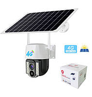 Камера наружного видеонаблюдения 4G WiFi PTZ беспроводная с солнечной панелью датчиком движения ночное видение