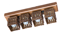 Деревянная потолочная люстра с 4 плафонами