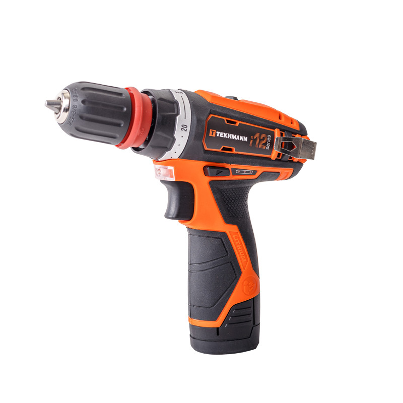 Шуруповерт акумуляторний Tekhmann TCD-35/i12 kit, 12 В, 2 А/год, 1300 об/хв, 35 Нм, 2 шв., LED, DFR патрон