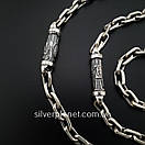 Чоловічий срібний ланцюжок якір з православними вставками Архангел Михаїл. Якірний ланцюжок 55 см срібло 925, фото 5