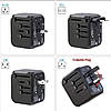Універсальний адаптер для подорожей чорний USB TYPE C Travel Adapter Перехідник для всіх типів розеток, фото 8