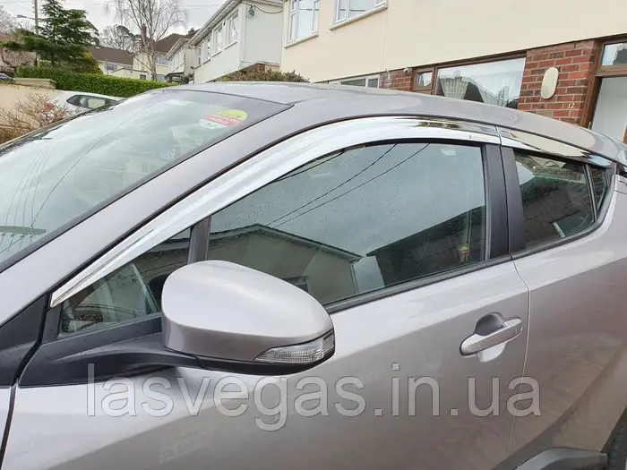 Вітровики, дефлектори вікон (хромовані) Toyota C-HR 2018-2022 ХРОМ (Autoclover/Корея), фото 1