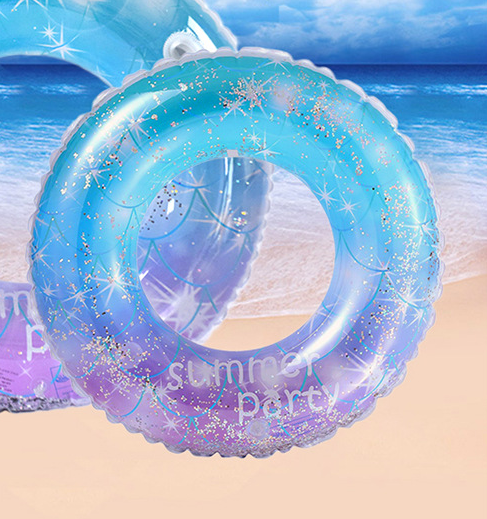 Круг для плавання надувний із паєтками фіолетовий діаметр 70 см