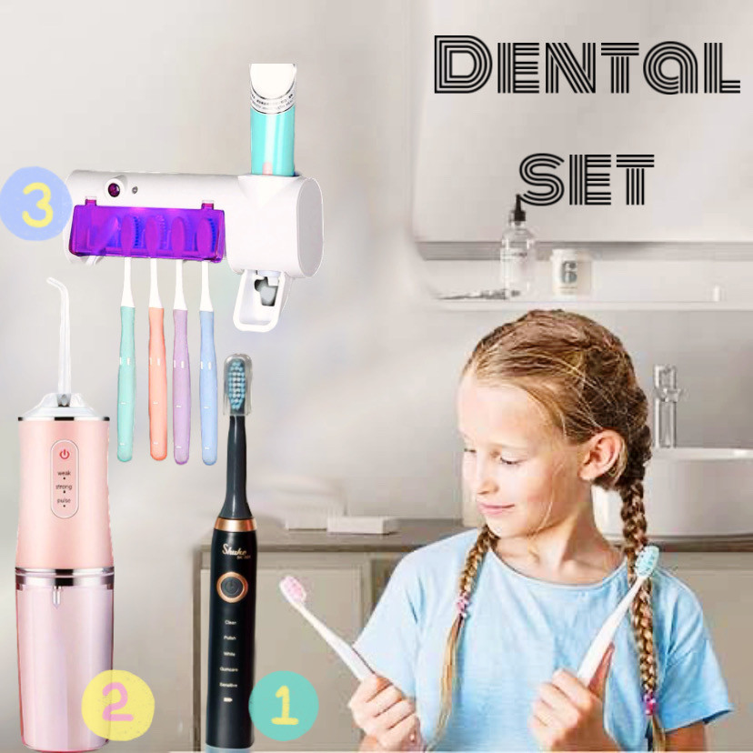 Електрична зубна щітка Shuke з 4 насадками + іригатор oral irrigator + УФ Стерилізатор зубних щіток