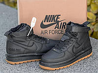 Кроссовки мужские кожаные на меху Nike Air Force Gore Tex High черный