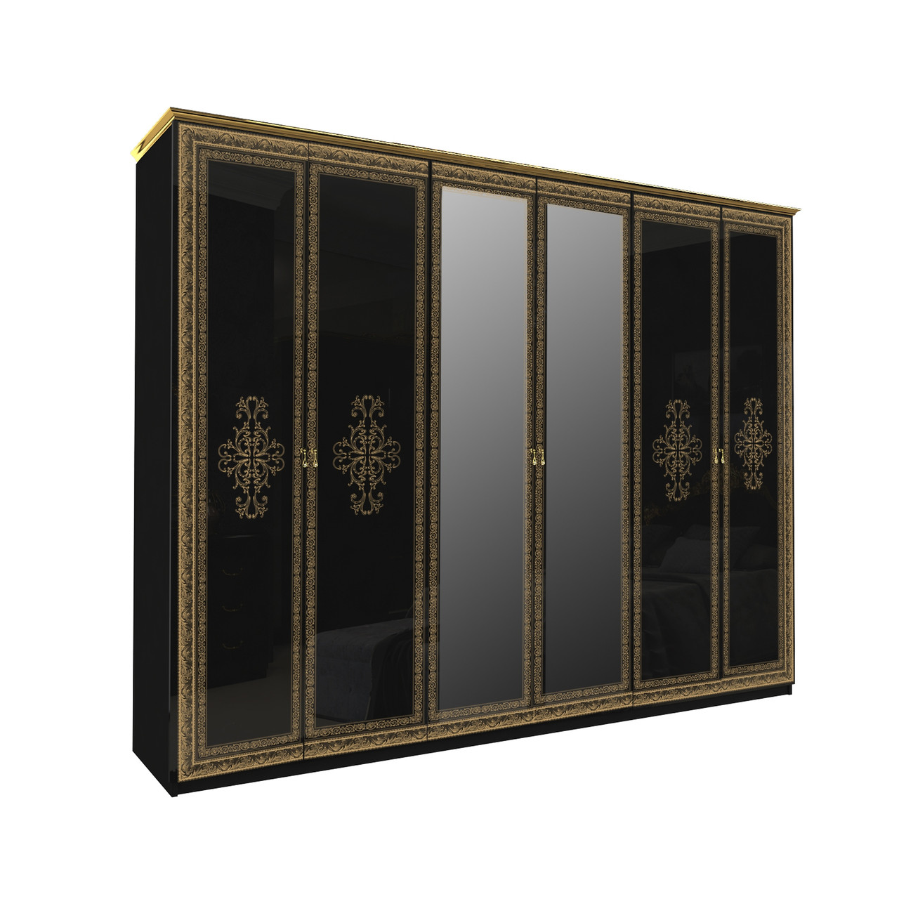 Шафа Дженніфер 6дв Чорний глянець Міро-Марк, фото 1